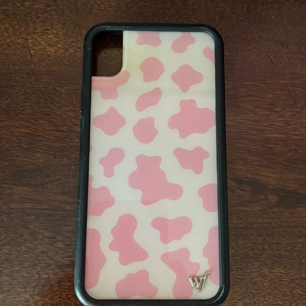 Pink Cow Print Wildflower case- iphone xr